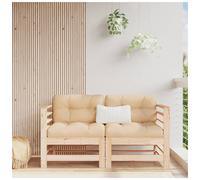 Outdoor Middle Sofa Modular Slatted Solid Pine Brown Garden 63.5x57.5x60 cm