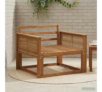 Outdoor Middle Sofa Natural Made of Solid Acacia Wood, Weatherproof Lounge Sofa with Slatted Back, 80 cm Seat Depth, Flexible, Expandable Seating Furniture for Balcony, Patio, Relax
