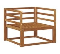 Outdoor Middle Sofa Natural Solid Acacia Wood Weatherproof Furniture Sofa Seat Element for Balcony Patio with Slatted Back Design and Horizontal Slat Armrests Flexible Expandable