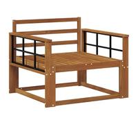 Outdoor Middle Sofa Natural Solid Acacia Wood, Weatherproof Seating Furniture with Slatted Back, 79 x 83 x 73 cm, Flexibly Expandable as Part of Lounge Couch Combination for Patio