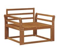 Outdoor Middle Sofa Natural Solid Wood Acacia Weatherproof Seating Furniture 79 x 83 x 73 cm Flexible Lounge Element for Balcony Patio with Slatted Back and Curved Armrests