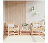 Outdoor Middle Sofa Solid Pinewood Natural Pine 62x62x70.5cm Black Cushions