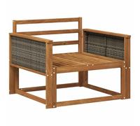 Outdoor Middle Sofa Solid Wood Acacia Natural Weatherproof Seat Furniture with Slatted Back 80 cm Seat Depth 1 Seat for Balcony Patio Lounge Relax
