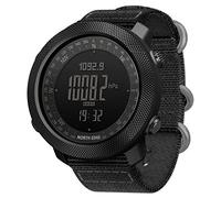 Outdoor Military Watch Men's Sports Digital Wristwatch Waterproof Black Army Bracelet with Stopwatch Altimeter Height/Air Pressure Measurement,for Hiking Mountaineering Running (Silicone Strap)