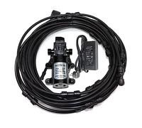 Outdoor Misting Cooling System Kit, Patio Misting System With 12V Pump,3/4”Adapter And Brass Mist Nozzle for Patio, Irrigation, Garden, Home, Lawn, Greenhouse, Trampoline,6m/19.6fttube+ 6nozzles