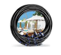 Outdoor Misting Cooling System Kit With Silent Pump And Brass Sprayers, Patio Misters Mister System Drip Irrigation System For Garden Greenhouse Without Pump 30m tube + 35 nozzles