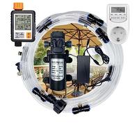 Outdoor Misting Cooling System Kit With Timer & Pump, Patio Misters Mister System Drip Irrigation System For Outside Patio, Garden Cool(Size:30m/98.4fttube + 45 nozzles,Color:Transparent - Black TEE)