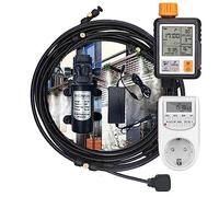 Outdoor Misting Cooling System Kit With Timer & Pump, Patio Misters Mister System Drip Irrigation System For Outside Patio, Garden Cooling System DIY Mic(Size:30m/98.4fttube + 45 nozzles,Color:black)