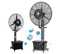 Outdoor Misting Fan - 90° Oscillating Pedestal Fan for Patio, Greenhouse & Restaurant - Industrial Spray Fan with 11 Gal Tank, 22in Black Floor Fan