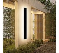 Outdoor Modern Wall Light 100CM, 32W 1920LM Long Strip Wall Sconce with 3 Colors 3000K Warm White/4500K Neutral/6000K Cool White Lights, IP65 Rainproof Outside Porch Wall Fixture for Garden