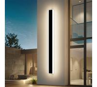 Outdoor Modern Wall Light 150CM, 48W 2880LM Long Strip Wall Sconce with 3 Colors 3000K Warm White/4500K Neutral/6000K Cool White Lights, IP65 Rainproof Outside Porch Wall Fixture for Garden