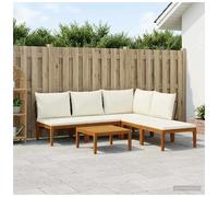 Outdoor Modular Lounge Set Beige & Cream White 60x70x65cm Solid Acacia Rope 5pc