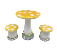 Outdoor Mushroom Table and Chairs Set, Resin Patio Furniture, Cute Garden Stool & Table, Weatherproof Yard Art Decor for Patio Balcony Lawn Backyard(B,Set)