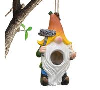 Outdoor Nesting Box - Whimsical Hanging Bird Sanctuary, Rustic Resin Forest Bird House, Anti-Predator Entry Hole Design, Novel Statues Bird House Sculpture | For Bluebird