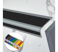 Outdoor Non Slip Stair Nosing Protector Fireproof Rubber Self Adhesive Edging Strip Waterproof Indoor Stair Edge Guard for Safety & Decoration Perfect for Shopping Malls (Color: Black)