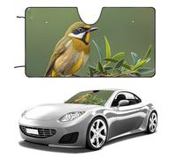 Outdoor Olive Green Flowering Birds Car Windshield Sun Shade Keep Car Interior Cool 51"x28" Folding Front Window Sun Shade, Heat Shield for SUV, Truck, Blocks UV