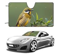 Outdoor Olive Green Flowering Birds Car Windshield Sun Shade Keep Car Interior Cool 55"x30" Folding Front Window Sun Shade, Heat Shield for SUV, Truck, Blocks UV