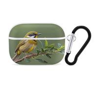 Outdoor Olive Green Flowering Birds Earbuds Organizer Shockproof Protective Airpods Pro Cover with Carabiner Clip Anti Fall Carrying Earphone Case Cover for Airpods Pro 2nd Generation White
