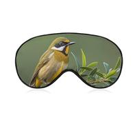 Outdoor Olive Green Flowering Birds Sleeping Mask, Light Blocking Eye Mask, Comfortable and Soft, Eye Cover with Elastic Band, Suitable for Men and Women, Suitable for Travel/Sleeping