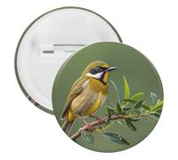 Outdoor Olive Green Flowering Birds Tinplate Badge Personalized Round Brooch Large Craft Button Suitable for Teachers, Nurses, Doctors, Staff, Party Gift Accessories, 20pcs, Plastic, plastics