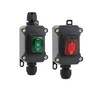 Outdoor On/Off Waterproof IP67 Junction Box Inline Power Cord 110V-220V 12V-24V Marine Rocker Switch 20A High Current Connetor(Double green 220V,5 PCS)
