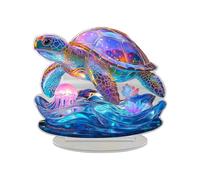 Outdoor Ornaments for The Garden Sea Turtle Summer Acrylic 2D Desktop Display Transform Your Desk Into A Tropical! Garden Ornaments Outdoor Metal (White, 20cm)