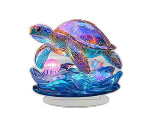 Outdoor Ornaments for The Garden Sea Turtle Summer Acrylic 2D Desktop Display Transform Your Desk Into A Tropical! Garden Ornaments Outdoor Metal (White, 20cm)