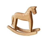 Outdoor Ornaments Handmade Wooden Rocking Horse Toy Mini Desktop Rocking Horse Decoration Desktop Ornament Home Decoration Outdoor Decorations for Garden (Orange, 19x16cm)