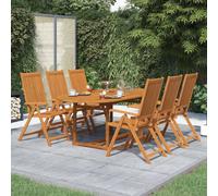Outdoor Oval Extension Dining Set Acacia Wood Natural 150-200x100x74cm 6 Folding