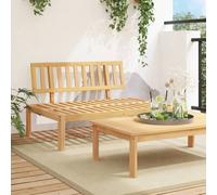Outdoor Pallet Middle Sofa Solid Acacia Wood Light Brown 133x92x69cm Modular Set