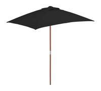 Outdoor Parasol Black 150x200cm Laminated Bamboo & Hardwood Pole 6 Ribs Air Vent