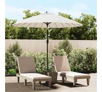 Garden Parasol 270cm Sand White Polyester Canopy Aluminium Pole Crank 24-Rib UV