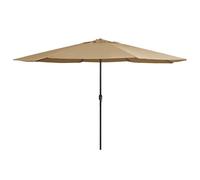 Garden Parasol Taupe 390cm Polyester Canopy Metal Pole 8-Rib Crank UV-Protective