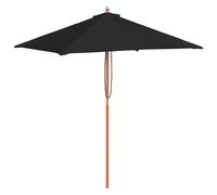vidaXL Garden Parasol with Wooden Pole Sunshade Outdoor Umbrella Canopy Black