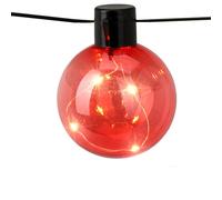 Outdoor Party String Lights, Multicolour Globe Bulbs, 7.5m, 10 LED Bulbs, 8-Hour Timer, 3xAA Battery Powered, IP44