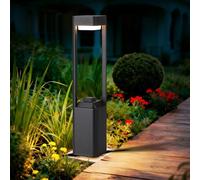 Outdoor Path Lighting Fixture 23.62In Outdoor Landscape Pathway Light Black Aluminum Modern Lawn Floor Light With 3000K LED Bollard Lighting Outside Housing Waterproof Post Lantern For Patio Entrance