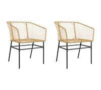 Outdoor Patio 2 pcs Poly Rattan Garden Chairs Set Outside Seats Chair Seating