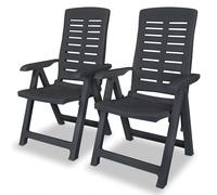 Outdoor Patio 2pcs Plastic Reclining Garden Chairs Set Outside Recliner Seats
