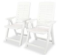 Outdoor Patio 2pcs Plastic Reclining Garden Chairs Set Outside Recliner Seats