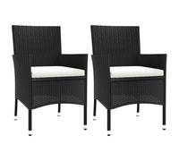 Outdoor Patio 2pcs Poly Rattan Garden Dining Chairs Seats With Cushions Seat