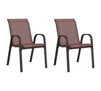 Outdoor Patio 2pcs Stackable Garden Chairs Set Textilene Fabric Outside Seats