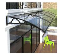 Outdoor Patio Awning Canopy for Front Door Transparent Polycarbonate Cover with Black Bracket Weatherproof Rain & Snow Protection Size: 150x350cm (59x138in)