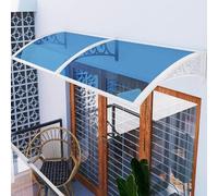 Outdoor Patio Awning Kit 24x150 in - Complete with Plastic Steel Brackets White Frame & Blue Canopy Adjustable for Windows & Decks Perfect for Sunshade & Rain Protection