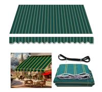Outdoor Patio Awning Replacement Fabric Canopy Cover - Water Resistant Polyester Sun Shade Shelter for Yard Garden 8x3.5m Green Yellow Stripes
