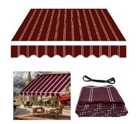 Outdoor Patio Awning Replacement Fabric Canopy Cover - Water Resistant Polyester Sun Shelter - Red & White Stripes (Size: 4x3.0m/13x10ft)