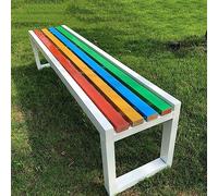 Outdoor Patio Bench 100cm-180cm Solid Wood Garden Seating Weather-Resistant Metal Frame Park Bench for 2-4 People White Color Perfect for Garden Yard Deck.