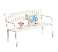 Outdoor Patio Benches,metal Bench Outdoor,1.2mm Thickened Steel Tube, Fine Spraying Plastic is Not Easy to Rust the Park Backrest Bench, Suitable for Outdoor, Courtyard, Garden(White)