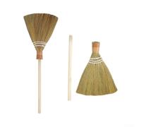 Outdoor Patio Broom 30x74cm Natural Straw Long Handle | Dense miscanthus bristles, collects dust and dirt, for ideal for home and patio, 30cm wide head, efficient sweeping