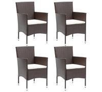 vidaXL Garden Dining Chairs 4 pcs Poly Rattan Brown