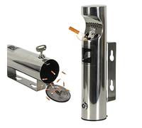 Outdoor Patio Cigar Ashtray - Wall-Mount Stainless Steel Smoker's Station for Cigarettes Windproof Smoking Disposal Ideal for Commercial Use and Outdoor Spaces
